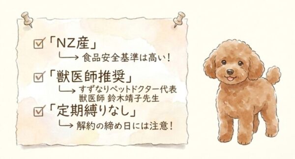 「獣医師推奨・NZ産・定期縛りなし」を鵜呑みにしないために調べたこと